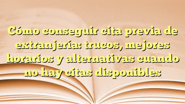 Cómo conseguir cita previa de extranjería: trucos, mejores horarios y alternativas cuando no hay citas disponibles